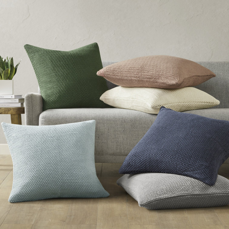 Ivory Knit Cotton Euro Square Pillow Cover