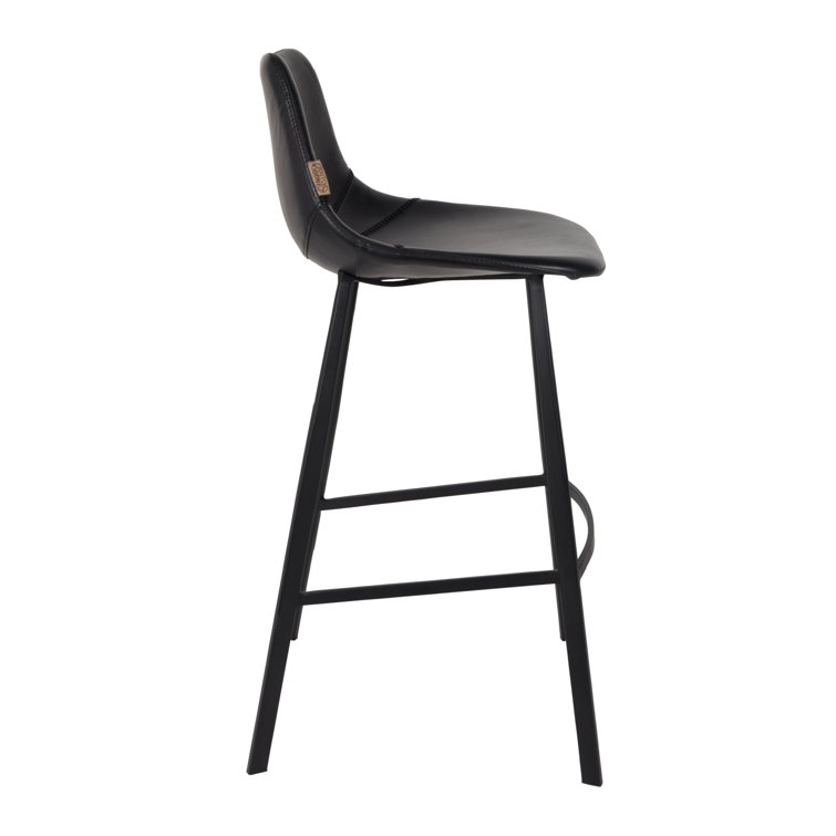Elegant Square Base 26'' Black Vintage Leather Counter Stool Set