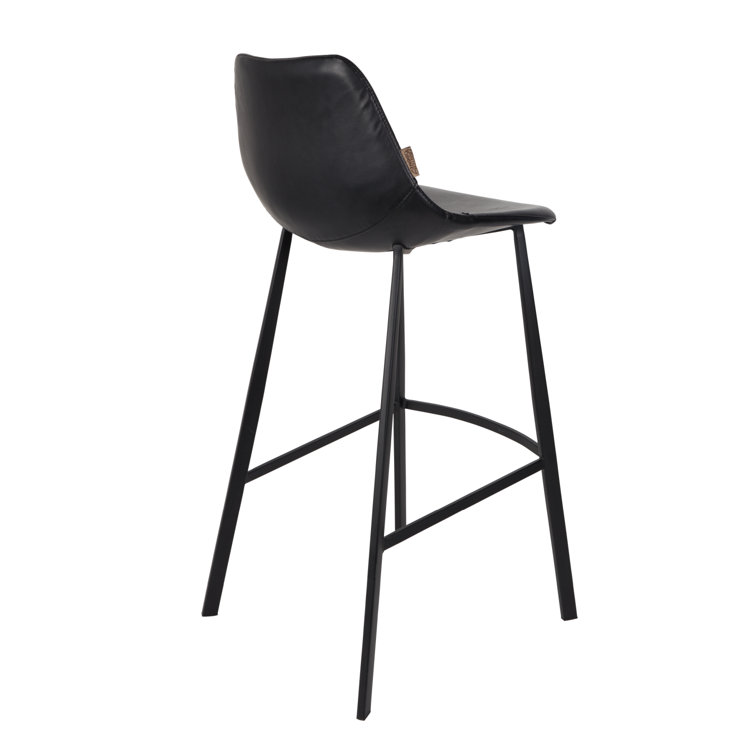 Elegant Square Base 26'' Black Vintage Leather Counter Stool Set