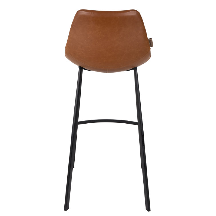 Brown Faux Leather and Steel 26'' Counter Stool Set