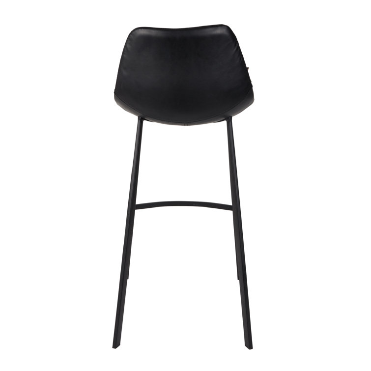Elegant Square Base 26'' Black Vintage Leather Counter Stool Set