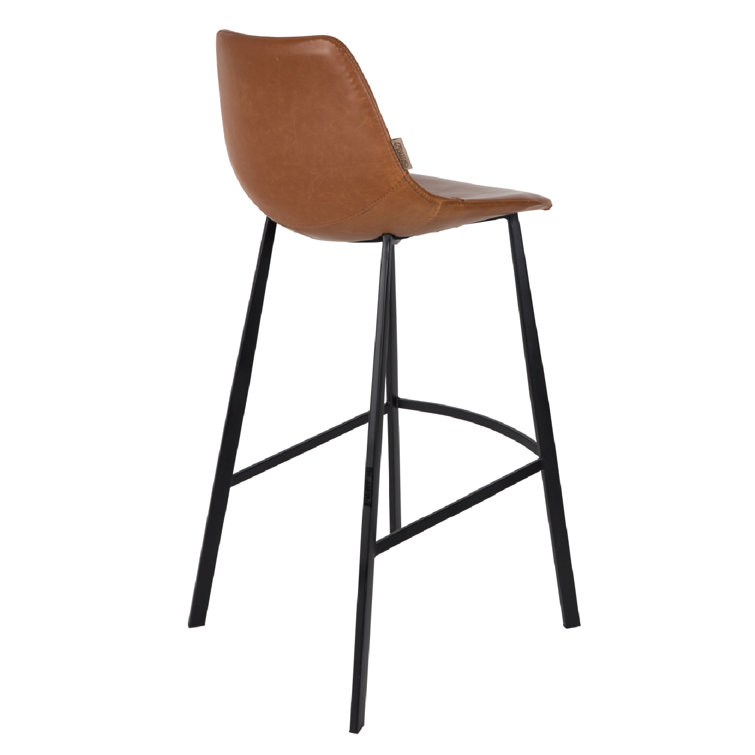 Brown Faux Leather and Steel 26'' Counter Stool Set