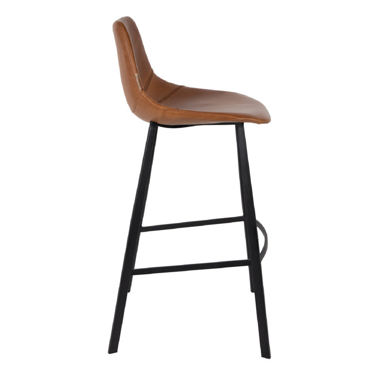 Brown Faux Leather and Steel 26'' Counter Stool Set