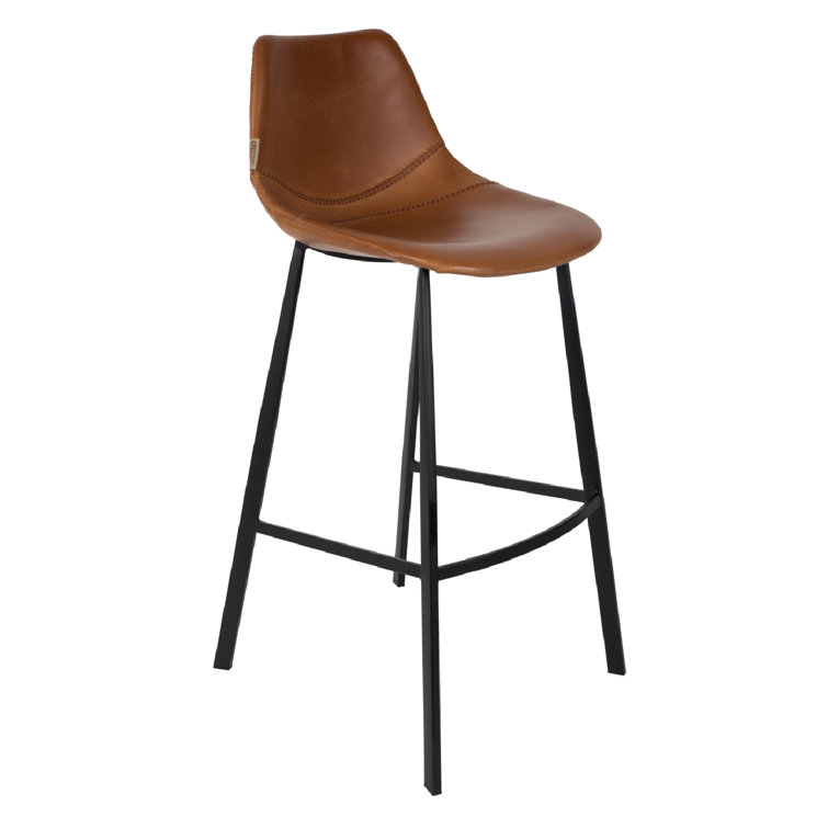 Brown Faux Leather and Steel 26'' Counter Stool Set