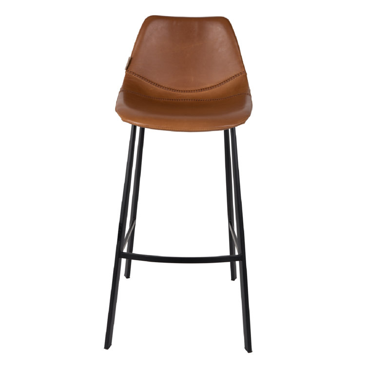 Brown Faux Leather and Steel 26'' Counter Stool Set