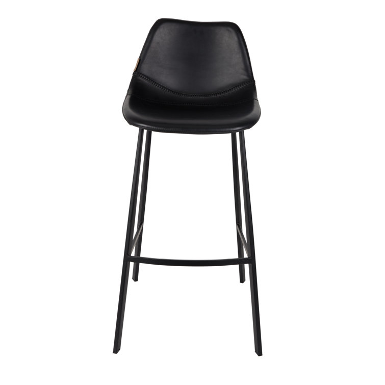 Elegant Square Base 26'' Black Vintage Leather Counter Stool Set