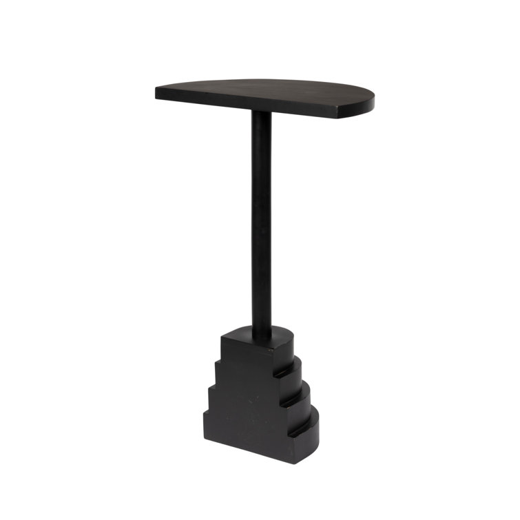 Black Mango Wood Semi-Circular Side Table