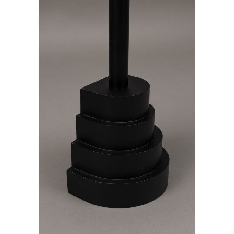 Black Mango Wood Semi-Circular Side Table