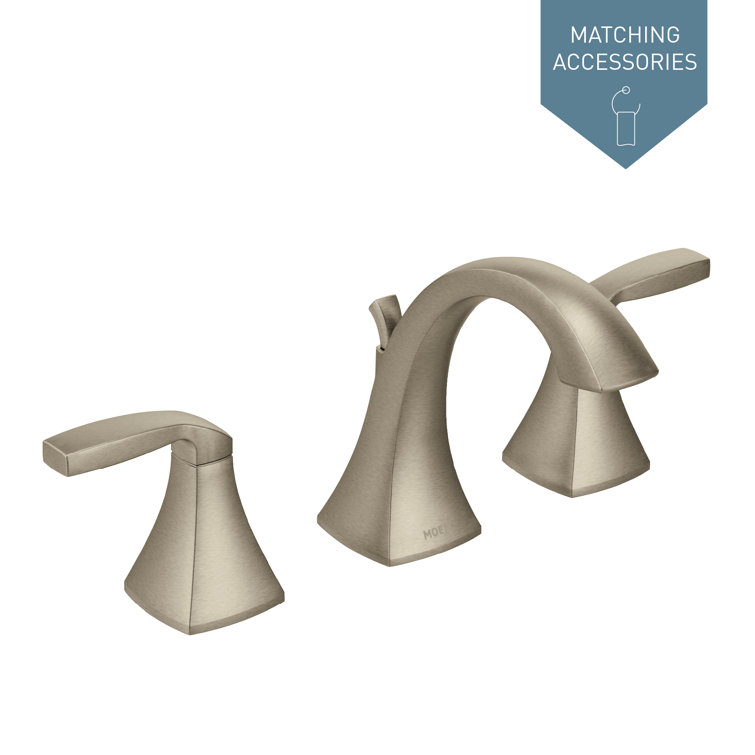 Elegant Voss Brushed Nickel Two-Handle Widespread Bathroom Faucet