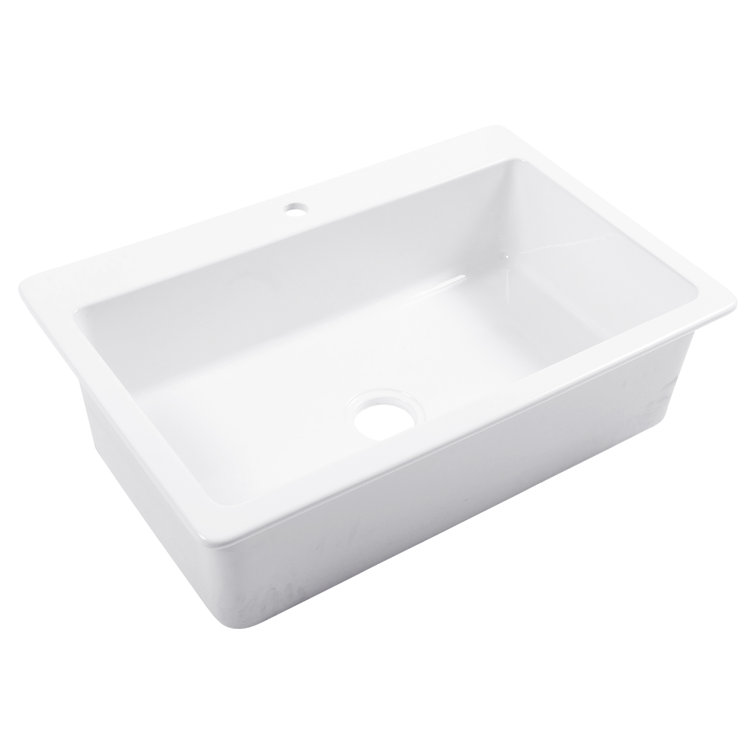 Jackson Crisp White Fireclay 33" Single Bowl Drop-In Kitchen Sink