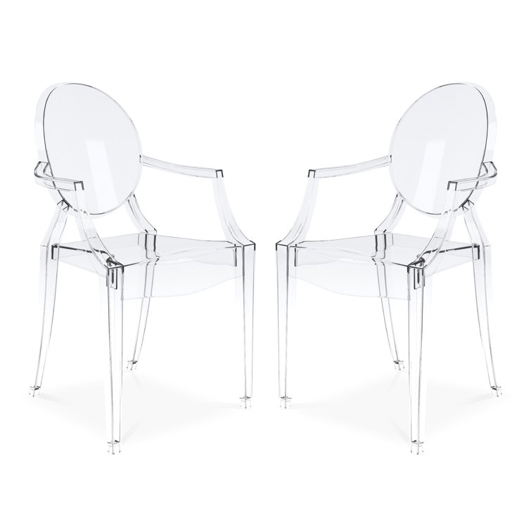 Clear Polycarbonate Modern Arm Chairs, Set of 4