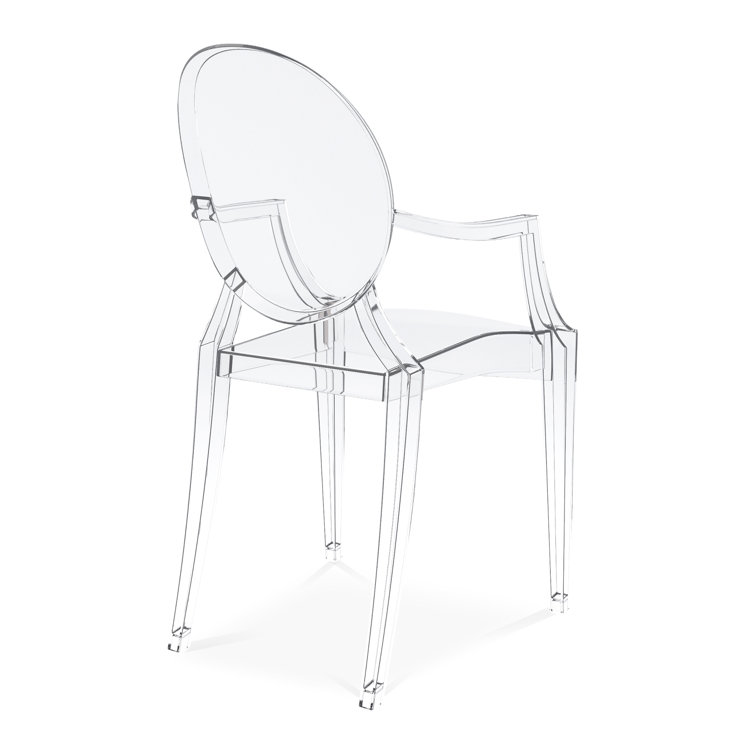 Clear Polycarbonate Modern Arm Chairs, Set of 4