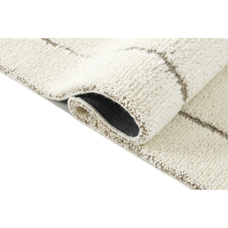 Ivory and Taupe Hand-Tufted Wool Runner Rug