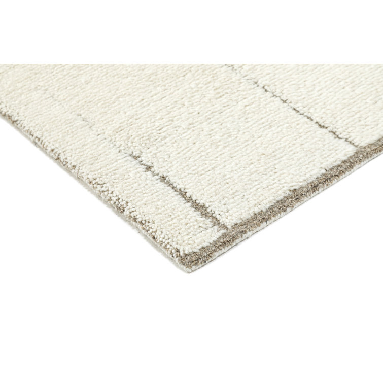Ivory and Taupe Hand-Tufted Wool Runner Rug