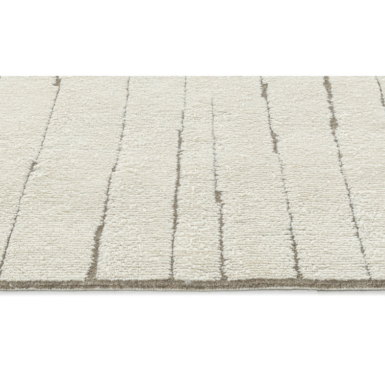 Ivory and Taupe Hand-Tufted Wool Runner Rug