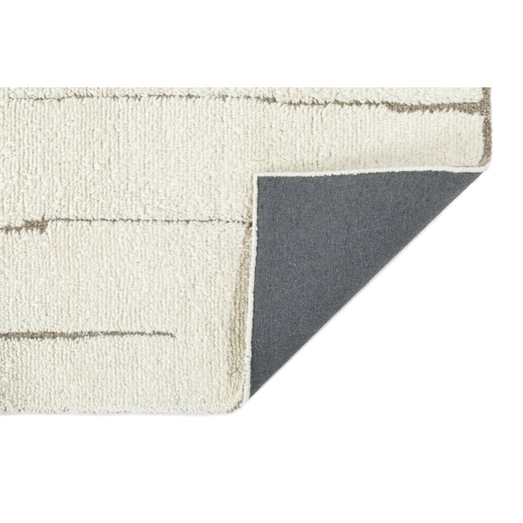 Ivory and Taupe Hand-Tufted Wool Runner Rug