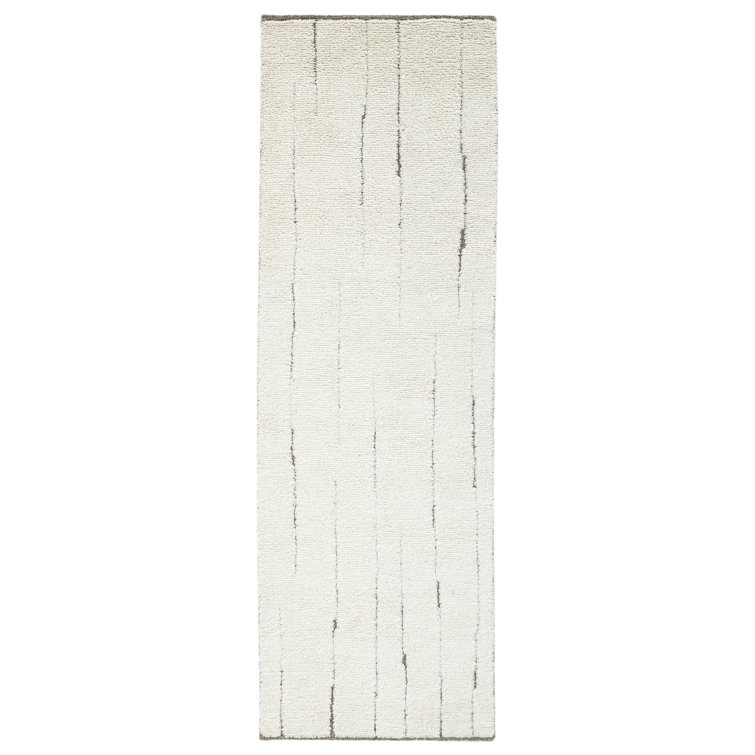 Ivory and Taupe Hand-Tufted Wool Runner Rug