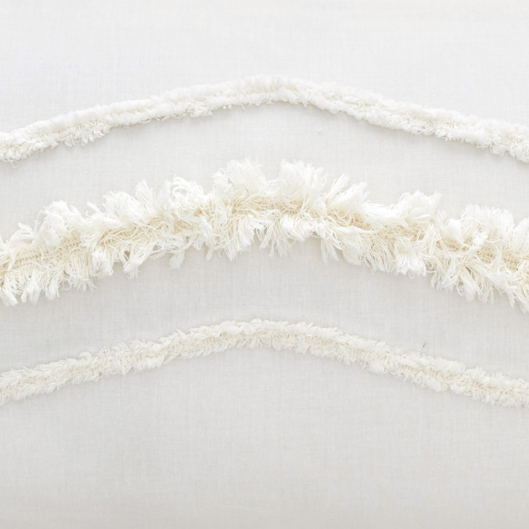 Ivory Cotton Bohemian Full Comforter Set with Fringe