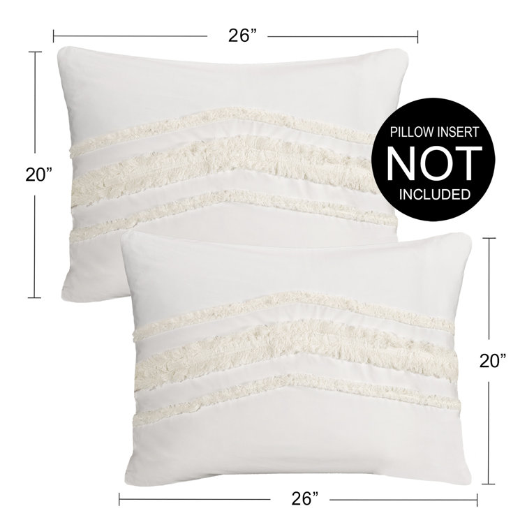 Ivory Cotton Boho Fringe Tufted Standard Pillow Shams