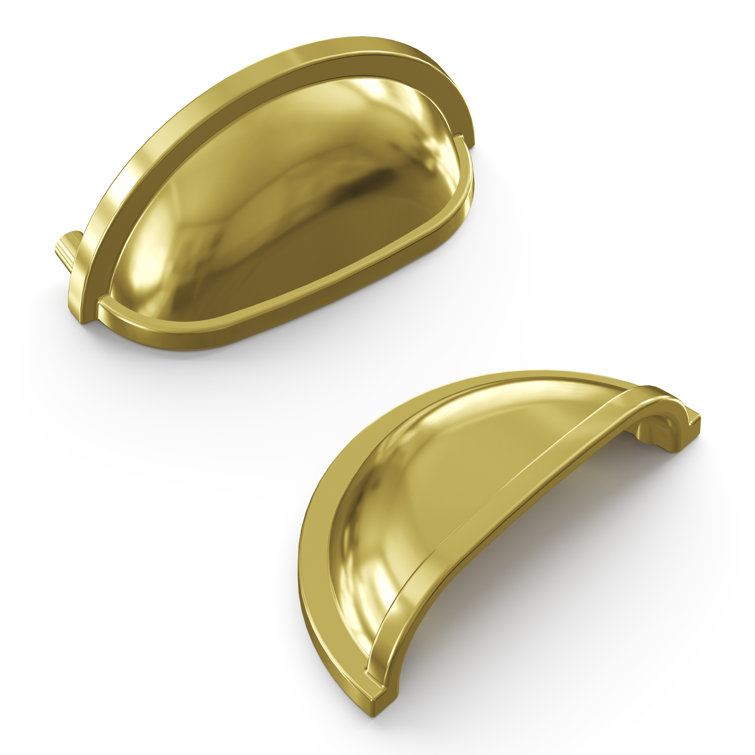 Polished Brass 3" Traditional Cup Cabinet Pulls