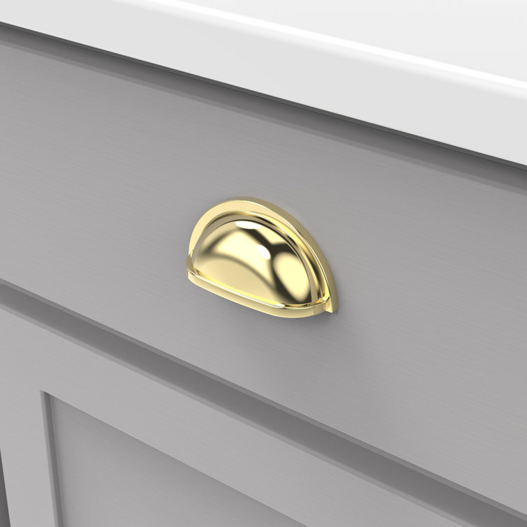 Polished Brass Cup Pulls with Mounting Hardware, 10-Pack