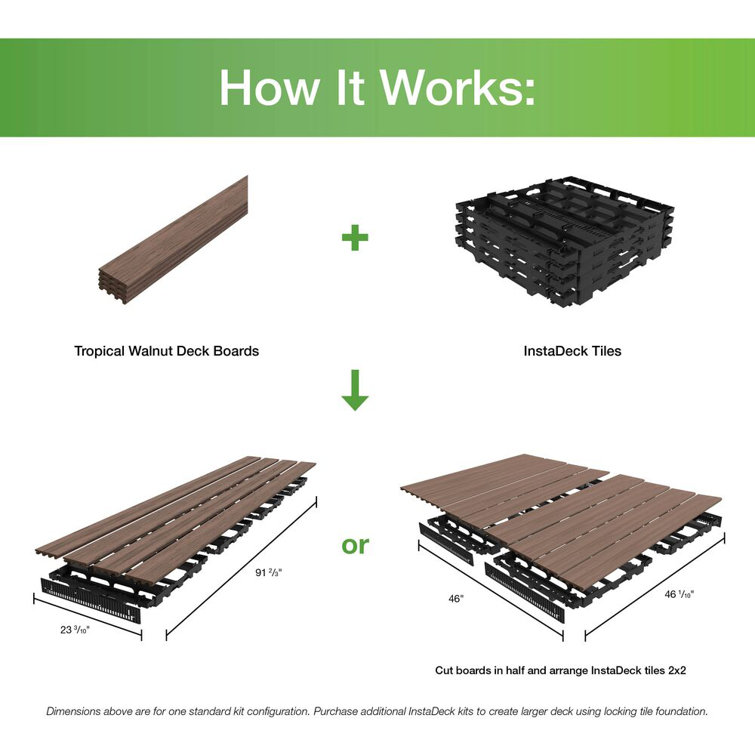 InstaDeck 4 ft. Walnut Composite Outdoor Flooring Kit