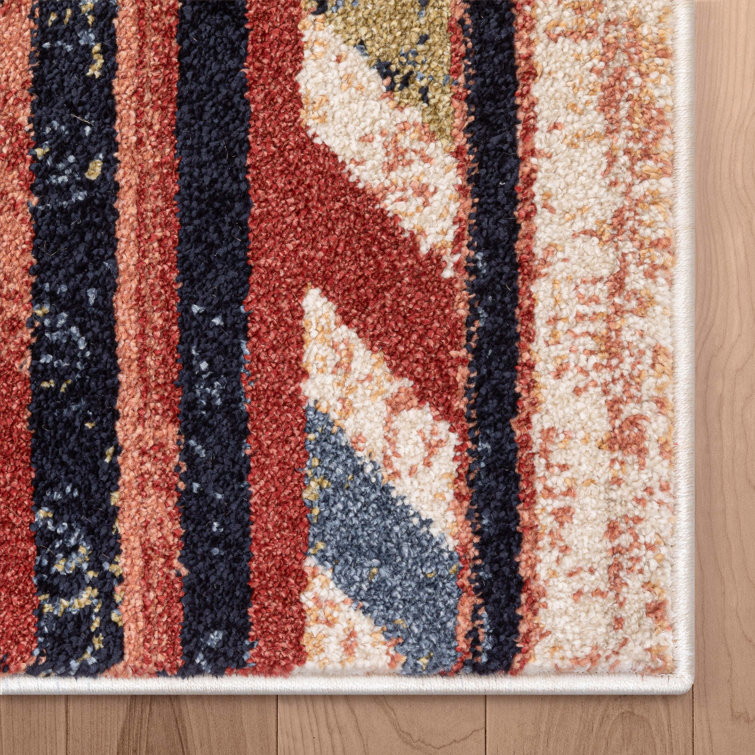 Cream and Multicolor 4' x 6' Southwestern Synthetic Area Rug