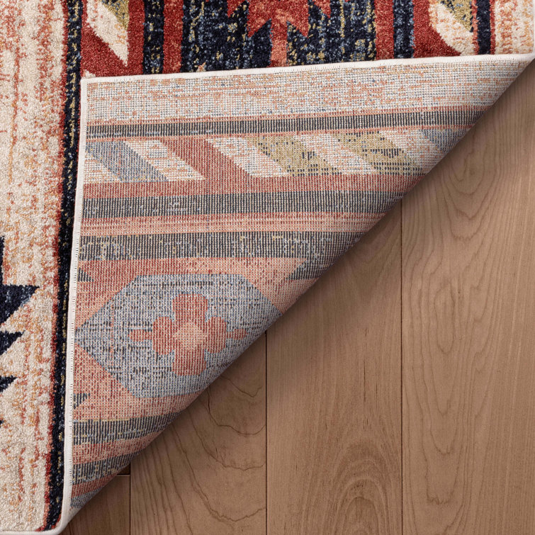 Cream and Multicolor 4' x 6' Southwestern Synthetic Area Rug