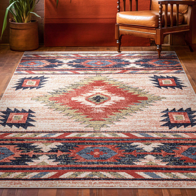 Reversible Cream Synthetic 5' x 7' Easy-Care Area Rug