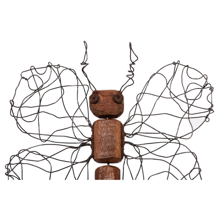 Small Brown Recycled Wood and Metal Butterfly Wall Art