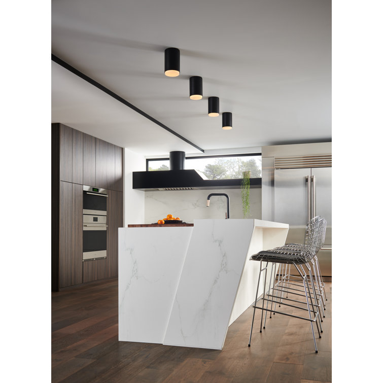 Cedric Black Etched Opal Glass 5.25" Dimmable Flush Mount