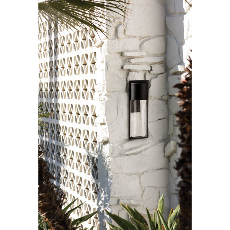 Sleek Black Aluminum LED Wall Light with Clear Seedy Glass