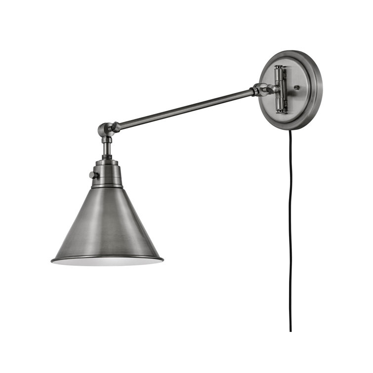 Polished Antique Nickel Adjustable Swing Arm Wall Sconce