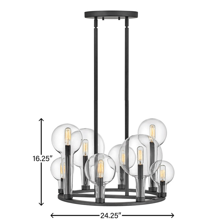 Alchemy Black Cage 8-Light Chandelier with Clear Glass