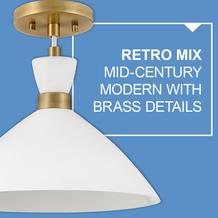 Matte Navy Metal Pendant Light with Brass Accents