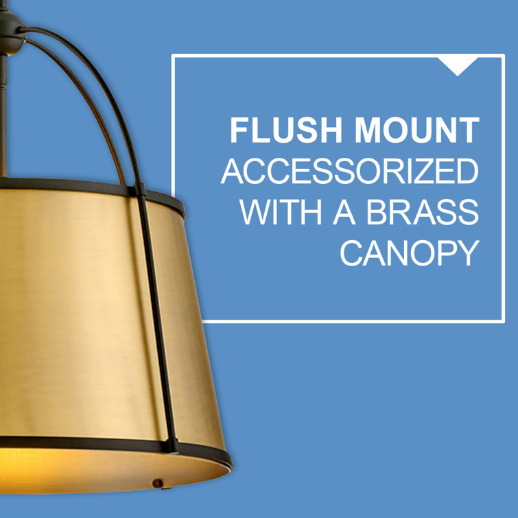 Warm Brass and Black 4-Light Drum Chandelier