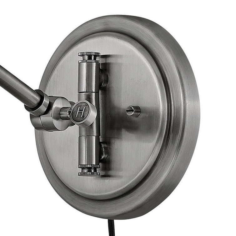 Polished Antique Nickel Adjustable Swing Arm Wall Sconce