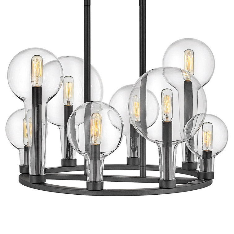 Alchemy Black Cage 8-Light Chandelier with Clear Glass