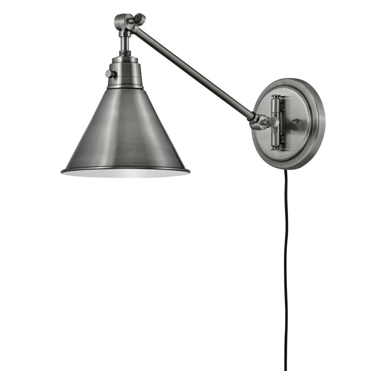 Polished Antique Nickel Adjustable Swing Arm Wall Sconce