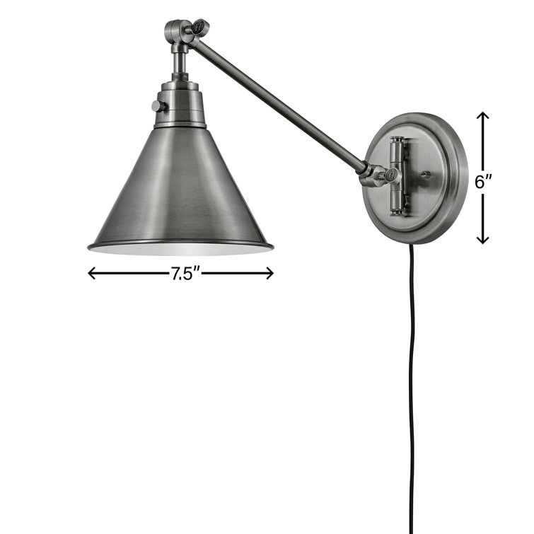 Polished Antique Nickel Adjustable Swing Arm Wall Sconce