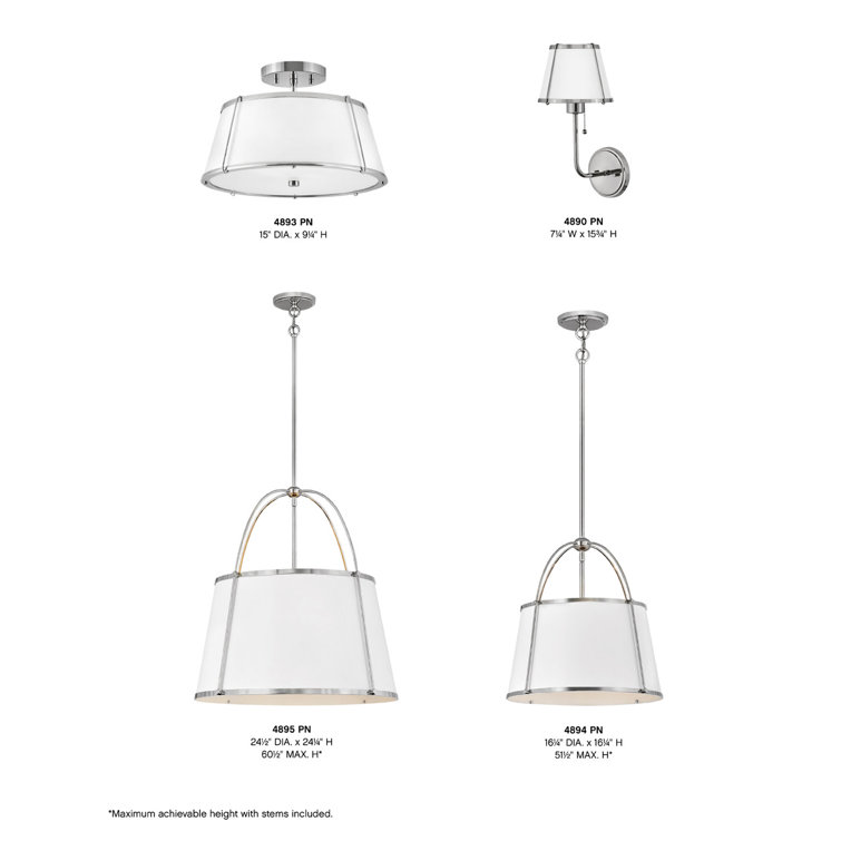 Elegant 2-Light Polished Nickel Drum LED Semi-Flush Mount