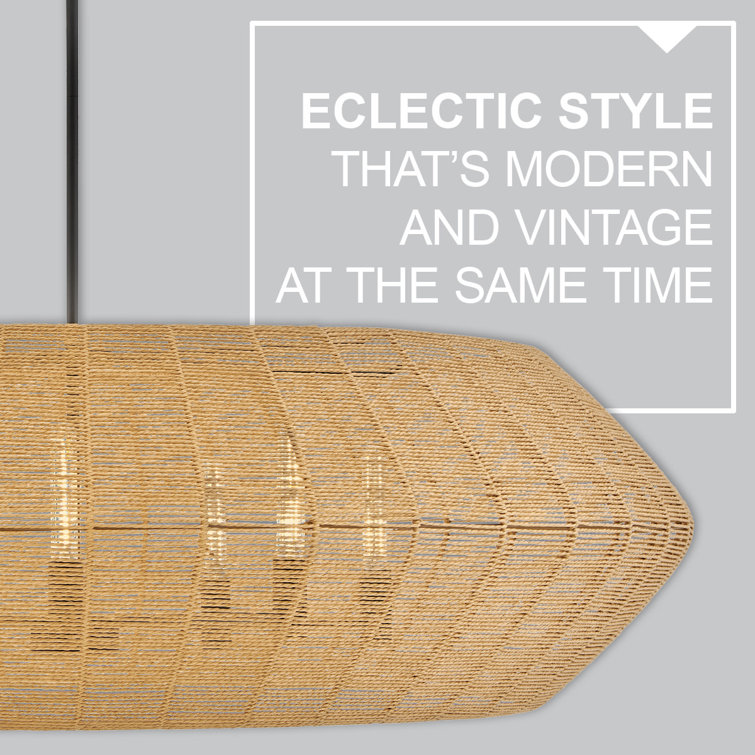 Luca Exotic Edge 7-Light Large Drum LED Chandelier with Black Camel Rattan Shade