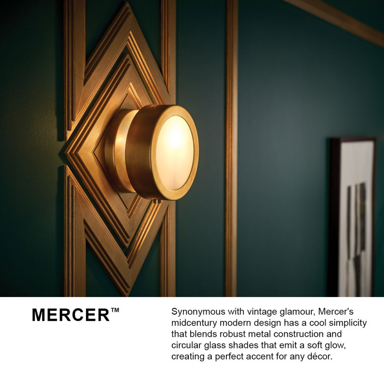Brushed Nickel Circular Wall Sconce with Opal Glass
