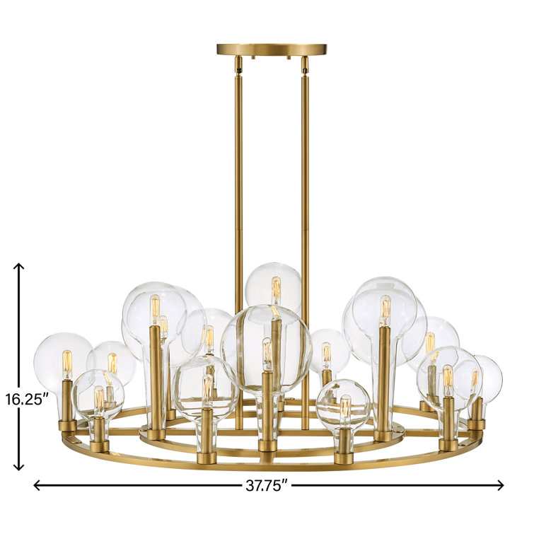 Alchemy Tapered Globe 16-Light Lacquered Brass Cage Chandelier