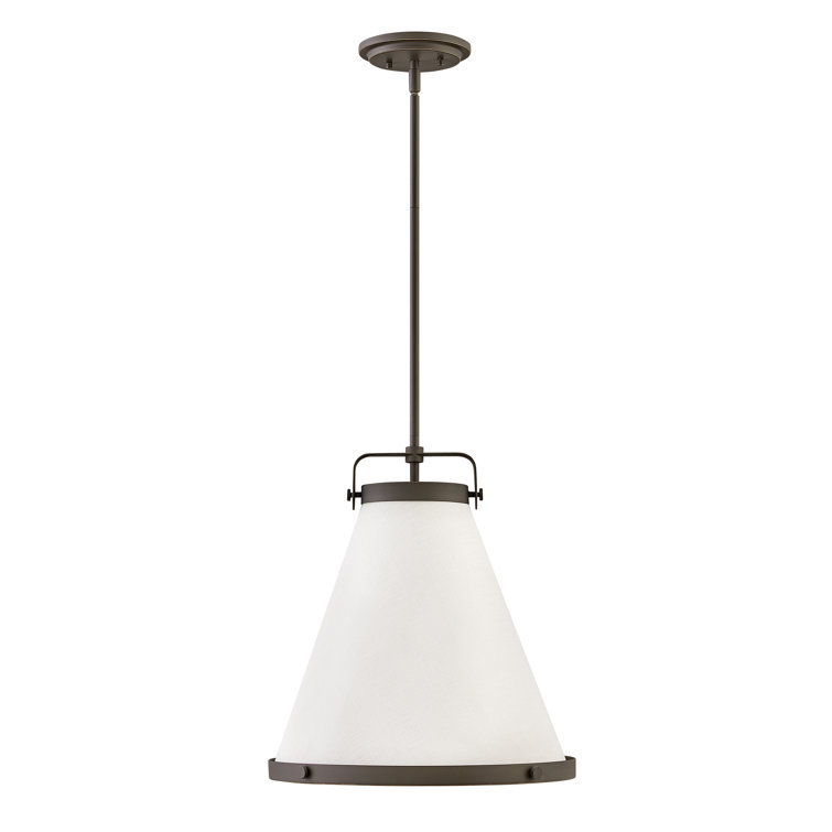 Black Transitional LED Pendant with Off-White Shade