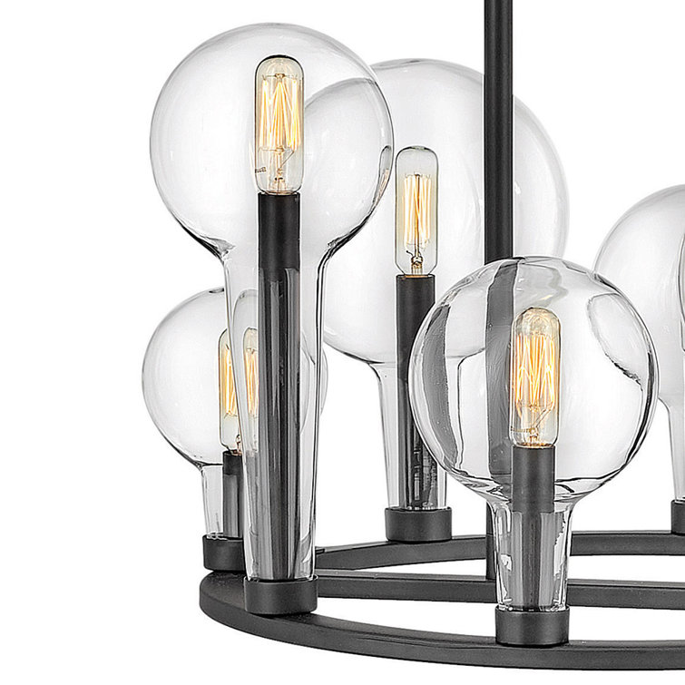 Alchemy Black Cage 8-Light Chandelier with Clear Glass
