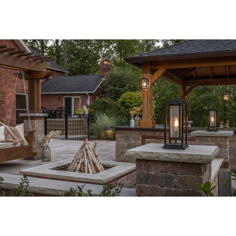 Seaside Lodge Black Outdoor Wall Lantern with Clear Seedy Glass