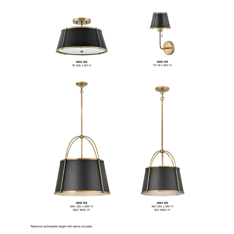 Elegant Clarke Warm Brass 2-Light LED Semi-Flush Drum Light
