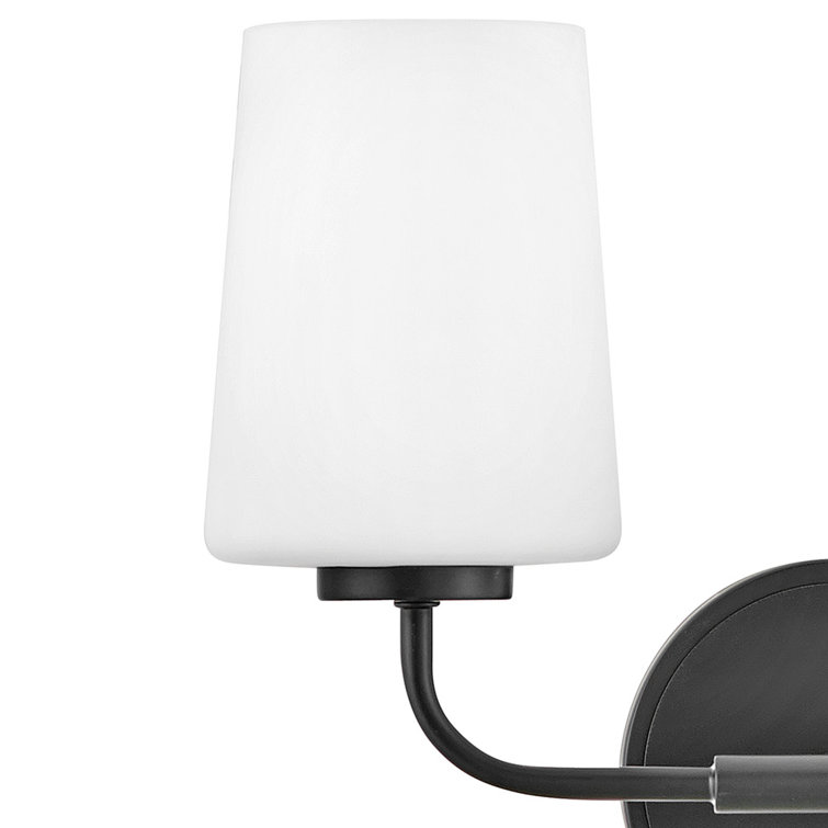 Lark Fitz 2-Light Black Dimmable Vanity Light with Etched Opal Shade