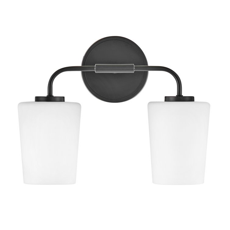 Lark Fitz 2-Light Black Dimmable Vanity Light with Etched Opal Shade